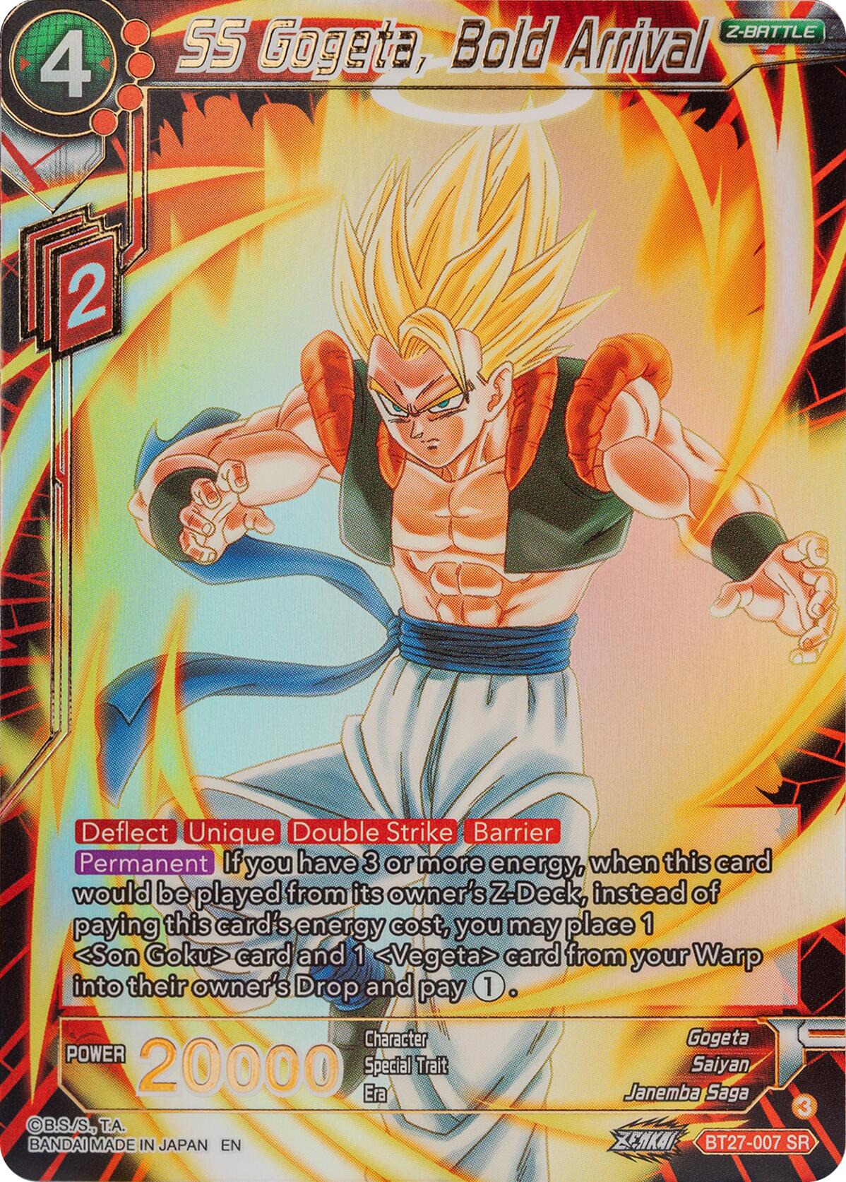 SS Gogeta, Bold Arrival (BT27-007) [History of Z] | Good Games Adelaide SA