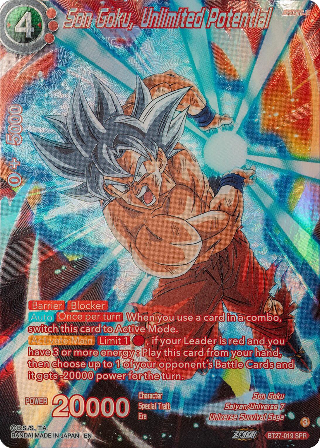 Son Goku, Unlimited Potential (SPR) (BT27-019) [History of Z] | Good Games Adelaide SA