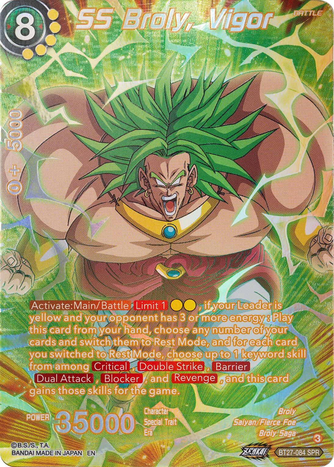 SS Broly, Vigor (SPR) (BT27-064) [History of Z] | Good Games Adelaide SA