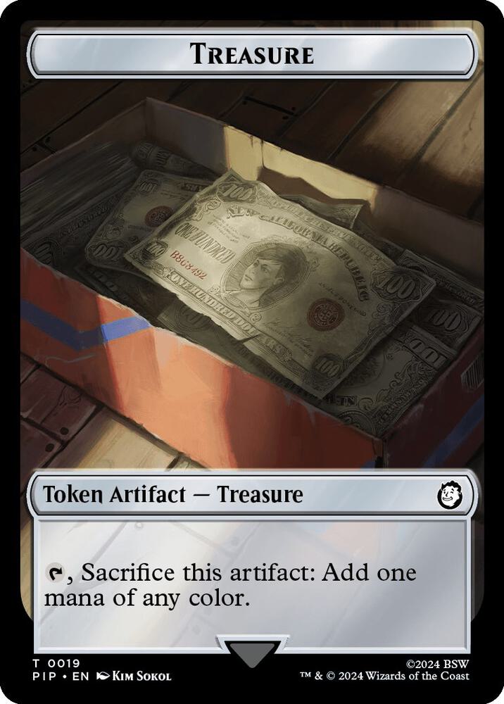 Treasure 0019 Copy Double Sided Token 19 // 1 (Universes Beyond: Fallout)  - Foil | Good Games Adelaide SA