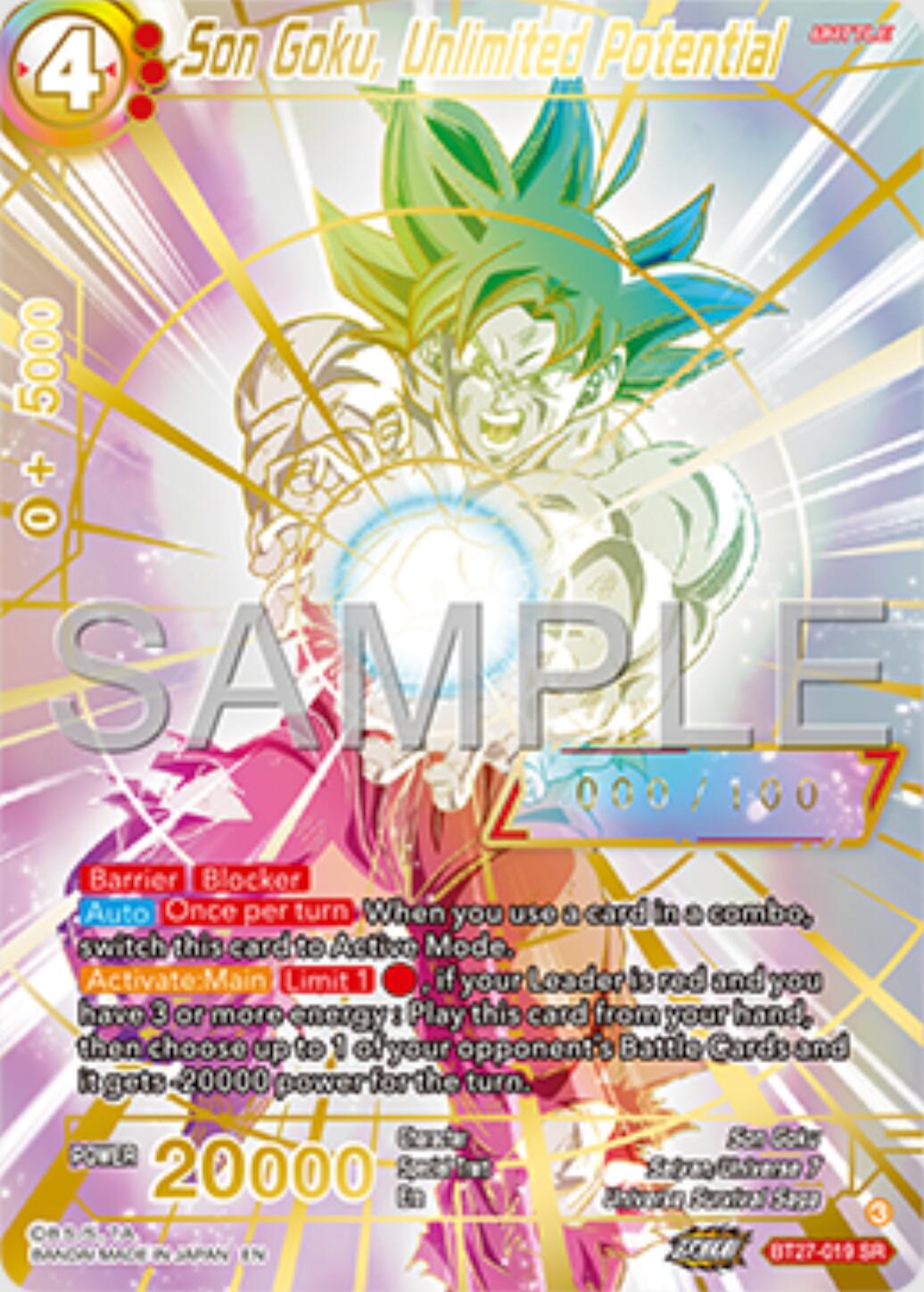 Son Goku, Unlimited Potential (Serial Numbered) (BT27-019) [History of Z] | Good Games Adelaide SA