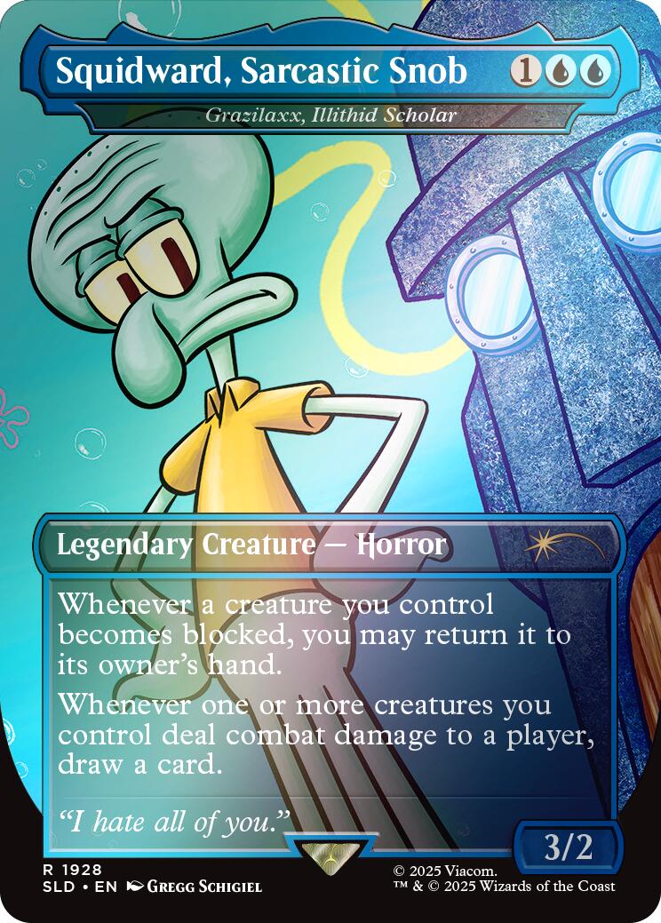 Squidward, Sarcastic Snob - Grazilaxx, Illithid Scholar (Rainbow Foil) [Secret Lair Drop Series] | Good Games Adelaide SA