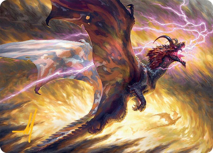 Stormscale Scion Art Card (17/54) (Gold-Stamped Signature) [Tarkir: Dragonstorm Art Series] | Good Games Adelaide SA