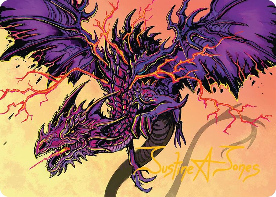 Stormshriek Feral Art Card (35/54) (Gold-Stamped Signature) [Tarkir: Dragonstorm Art Series] | Good Games Adelaide SA