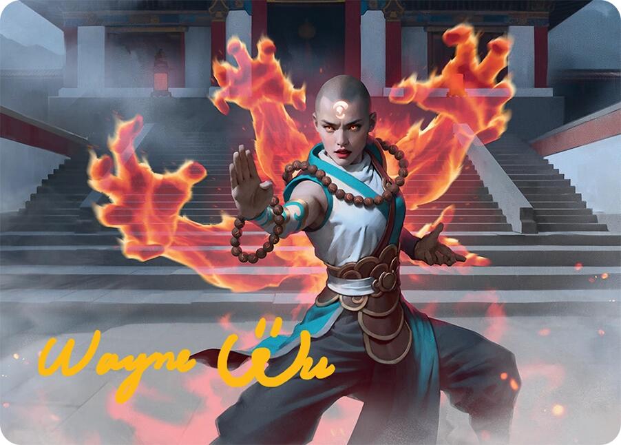 Flamehold Grappler Art Card (24/54) (Gold-Stamped Signature) [Tarkir: Dragonstorm Art Series] | Good Games Adelaide SA