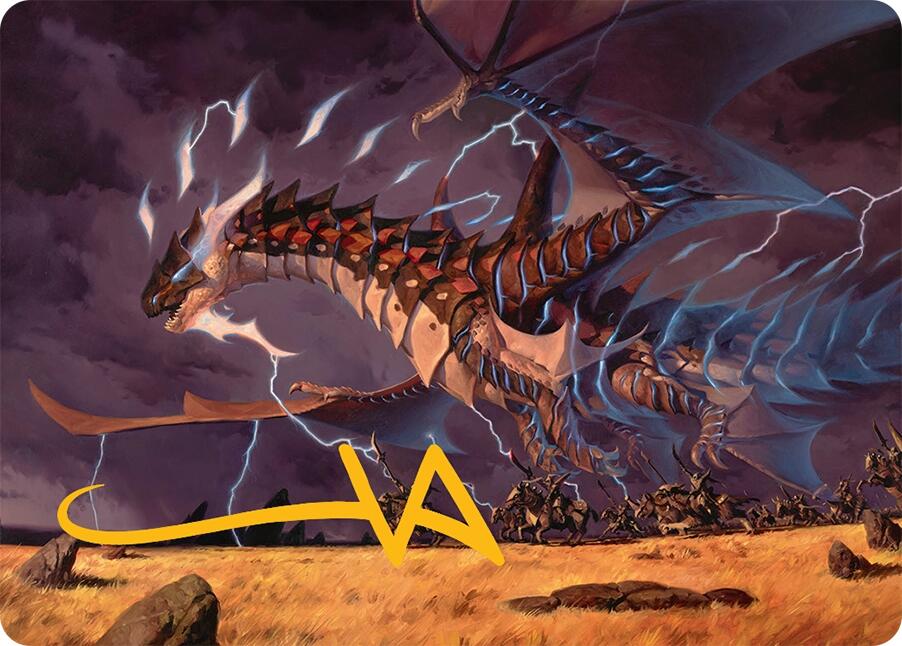 Neriv, Heart of the Storm Art Card (25/54) (Gold-Stamped Signature) [Tarkir: Dragonstorm Art Series] | Good Games Adelaide SA