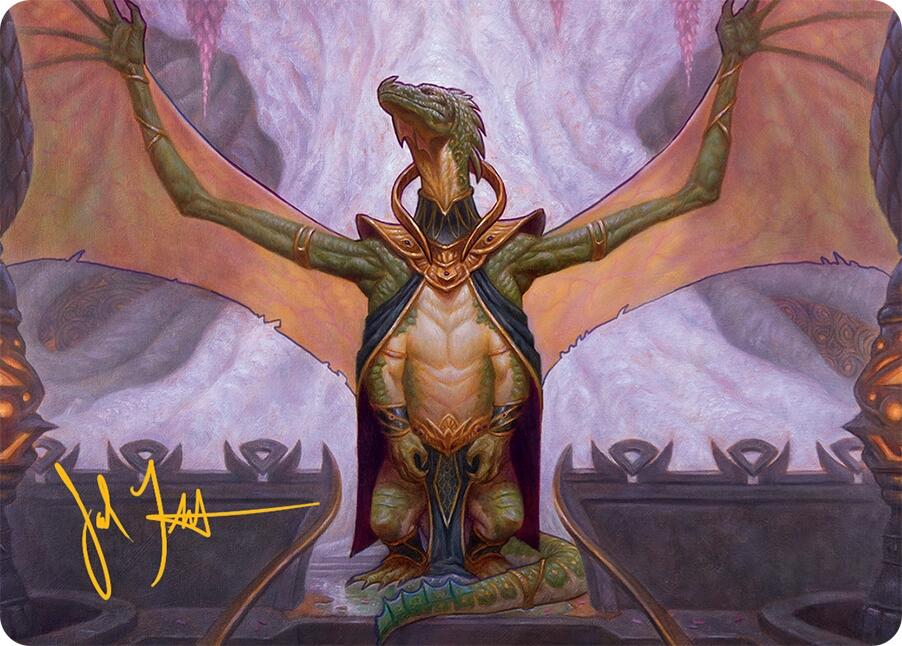 Kheru Goldkeeper Art Card (36/54) (Gold-Stamped Signature) [Tarkir: Dragonstorm Art Series] | Good Games Adelaide SA