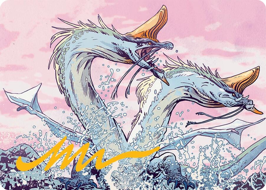 Twinmaw Stormbrood Art Card (39/54) (Gold-Stamped Signature) [Tarkir: Dragonstorm Art Series] | Good Games Adelaide SA