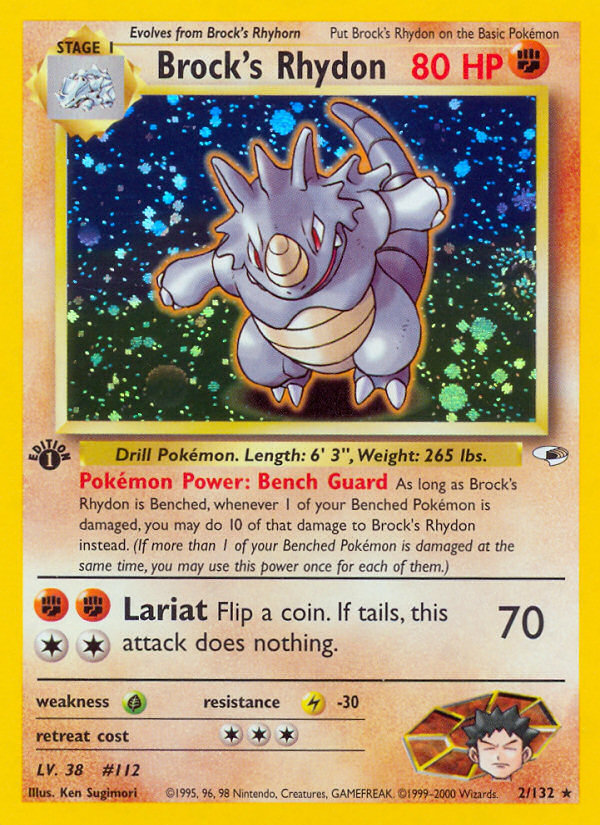 Brock's Rhydon (2/132) [Gym Heroes 1st Edition] | Good Games Adelaide SA