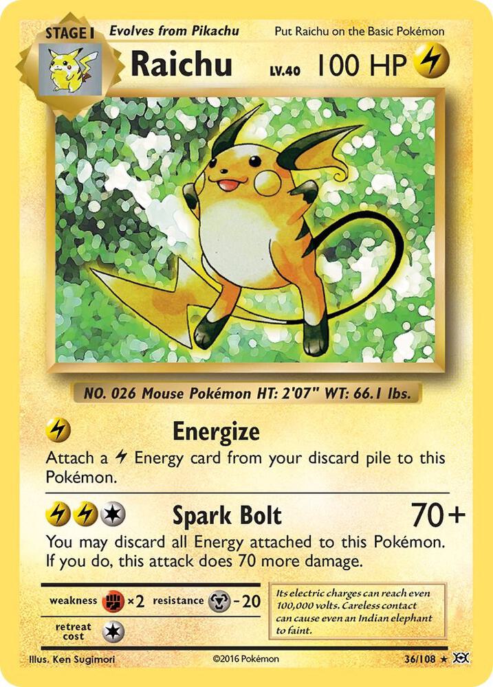 Raichu 36/108 (XY - Evolutions)  - Holofoil | Good Games Adelaide SA