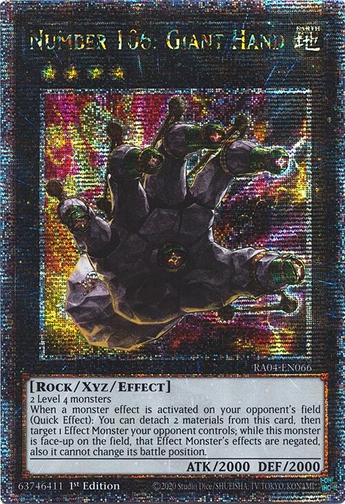 Number 106: Giant Hand [RA04-EN066] Quarter Century Secret Rare | Good Games Adelaide SA