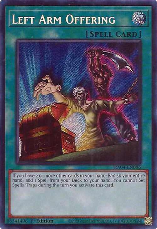 Left Arm Offering [RA04-EN086] Secret Rare | Good Games Adelaide SA