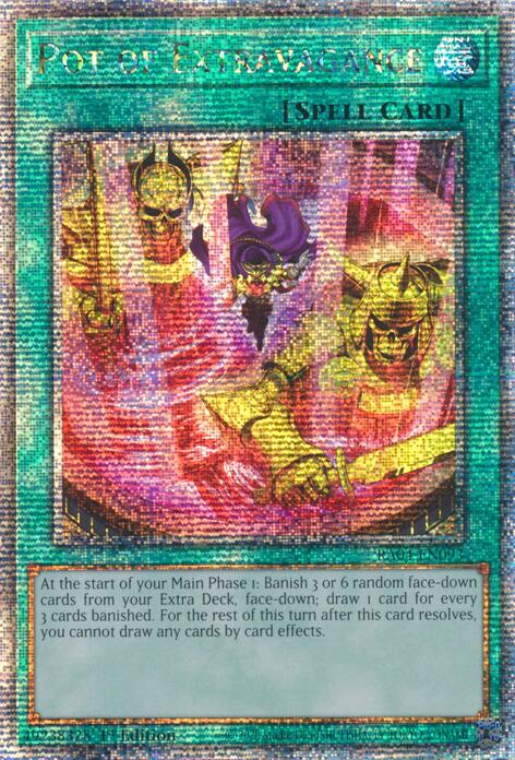 Pot of Extravagance (New Art) [RA04-EN093] Quarter Century Secret Rare | Good Games Adelaide SA