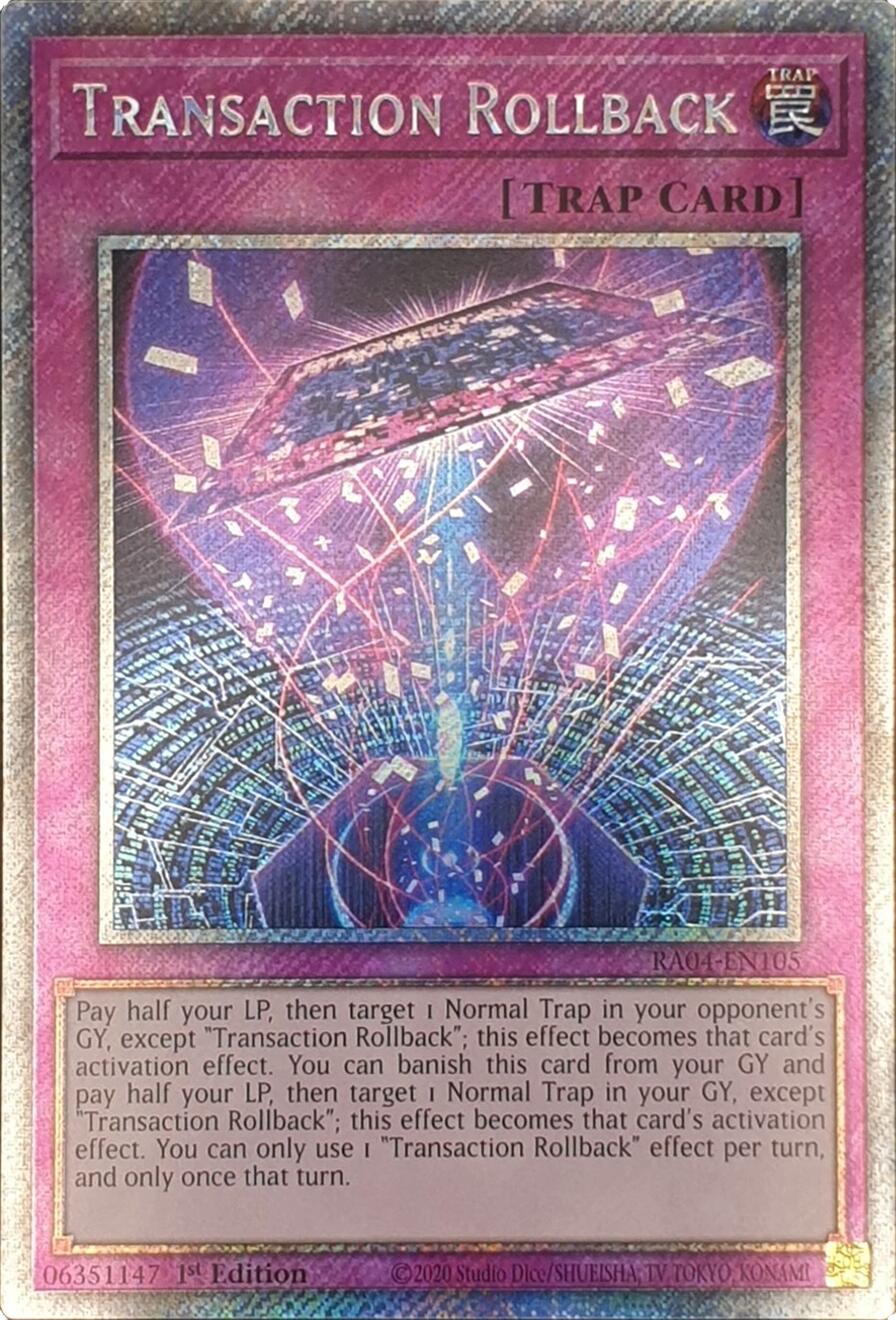 Transaction Rollback [RA04-EN105] Platinum Secret Rare | Good Games Adelaide SA
