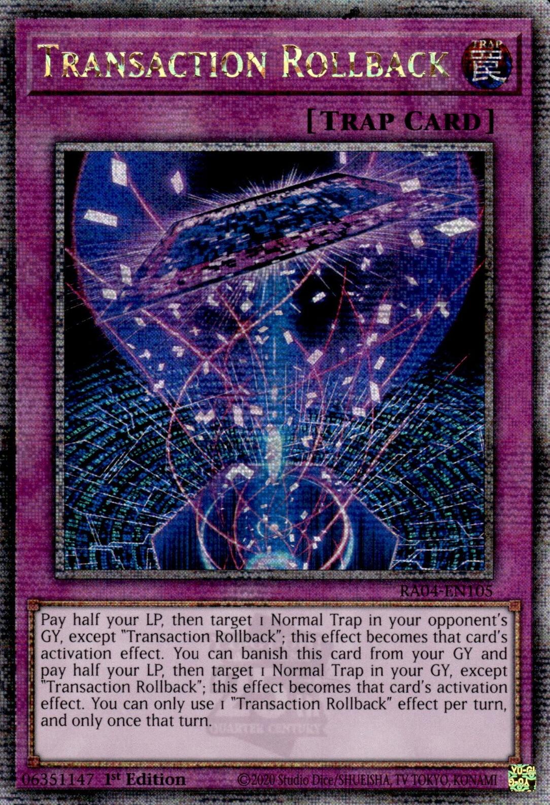 Transaction Rollback [RA04-EN105] Quarter Century Secret Rare | Good Games Adelaide SA