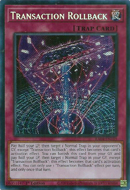 Transaction Rollback [RA04-EN105] Secret Rare | Good Games Adelaide SA