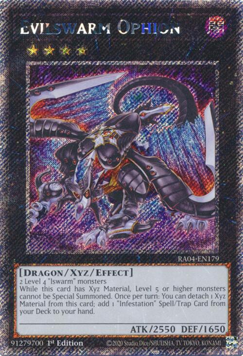 Evilswarm Ophion [RA04-EN179] Platinum Secret Rare | Good Games Adelaide SA