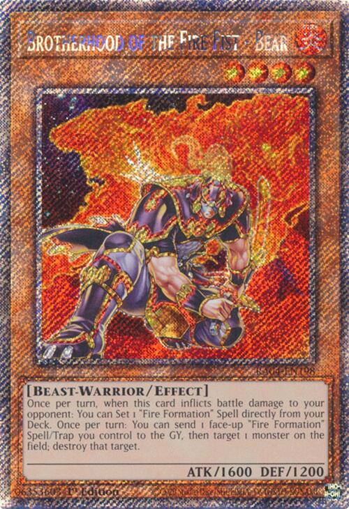 Brotherhood of the Fire Fist - Bear [RA04-EN198] Platinum Secret Rare | Good Games Adelaide SA