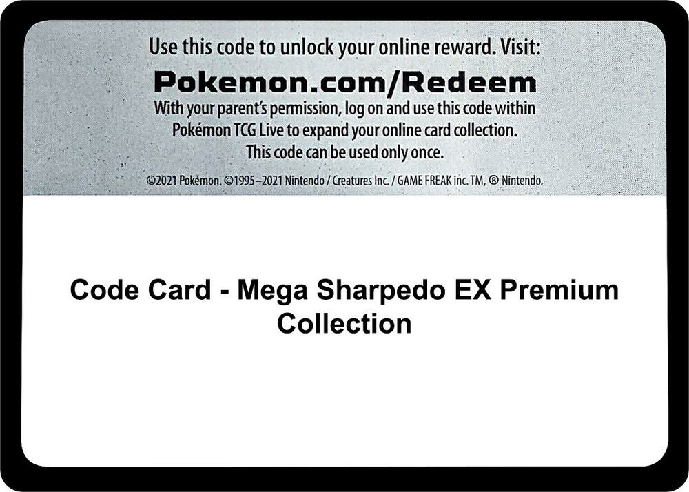 Code Card Mega Sharpedo EX Premium Collection  (SM Base Set)  | Good Games Adelaide SA