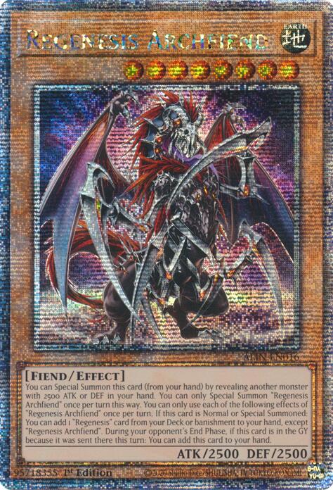 Regenesis Archfiend [ALIN-EN016] Quarter Century Secret Rare | Good Games Adelaide SA