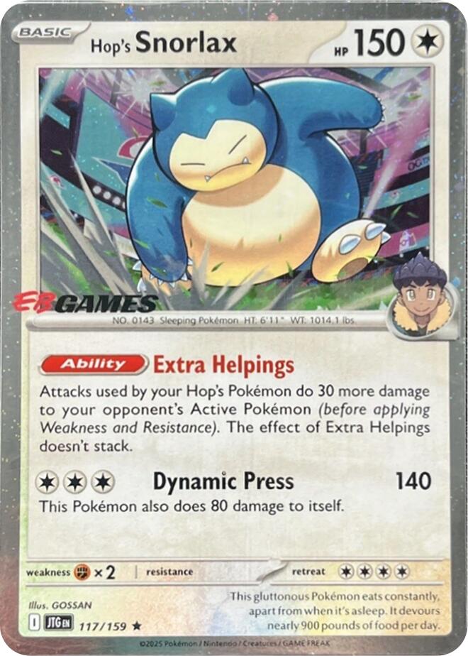 Hop's Snorlax (117/159) (EB Games) (Cosmos Holo) [Scarlet & Violet: Journey Together] | Good Games Adelaide SA