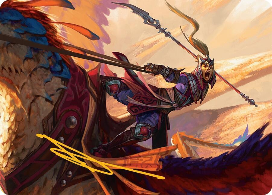 Dragonback Lancer Art Card 3 54 Gold Stamped Signature 3 (Art Series: Tarkir: Dragonstorm)  | Good Games Adelaide SA