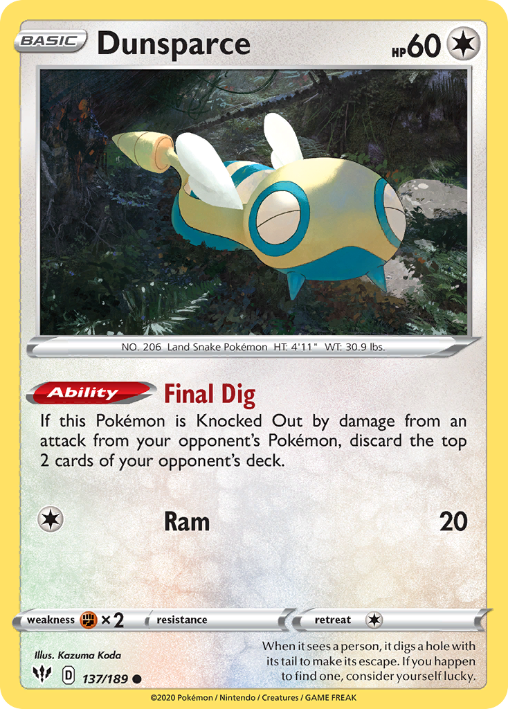 Dunsparce (137/189) [Sword & Shield: Darkness Ablaze] | Good Games Adelaide SA