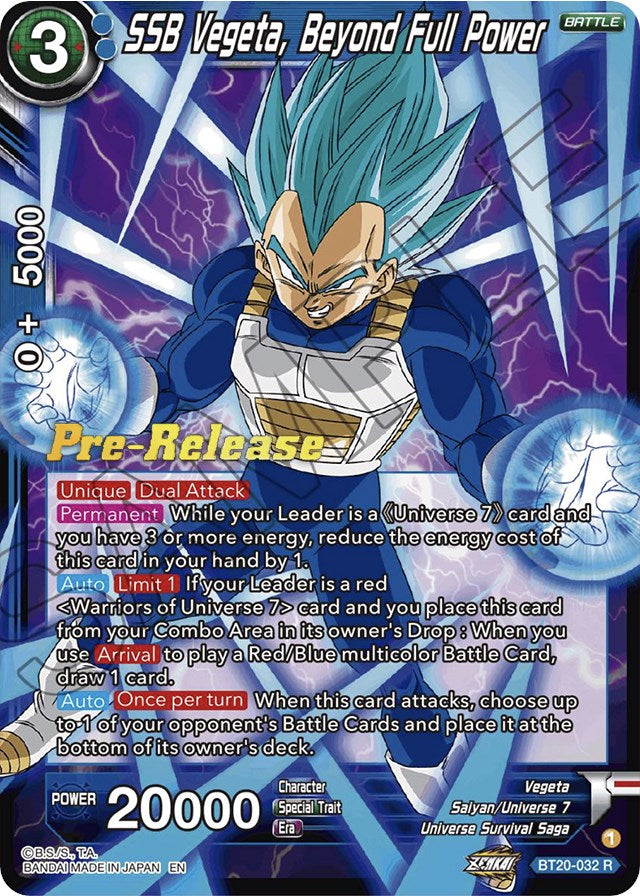SSB Vegeta, Beyond Full Power (BT20-032) [Power Absorbed Prerelease Promos] | Good Games Adelaide SA