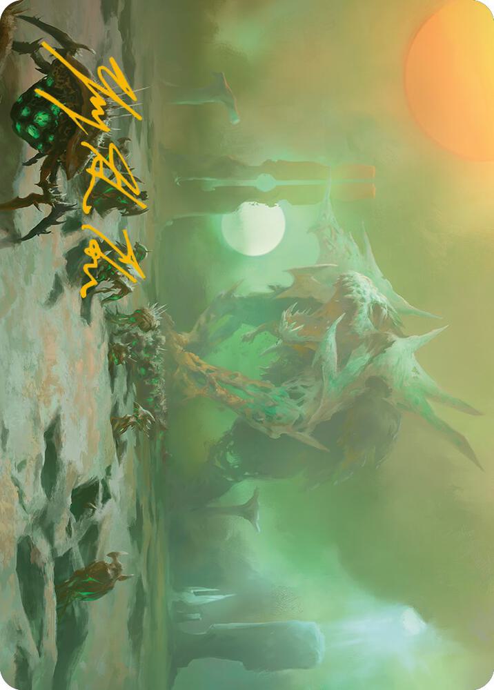 Green Suns Twilight Art Card Gold Stamped Signature 39 (Art Series: Phyrexia: All Will Be One)  | Good Games Adelaide SA