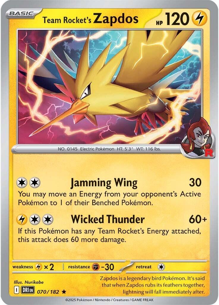 Team Rocket's Zapdos (070/182) [Scarlet & Violet: Destined Rivals] | Good Games Adelaide SA