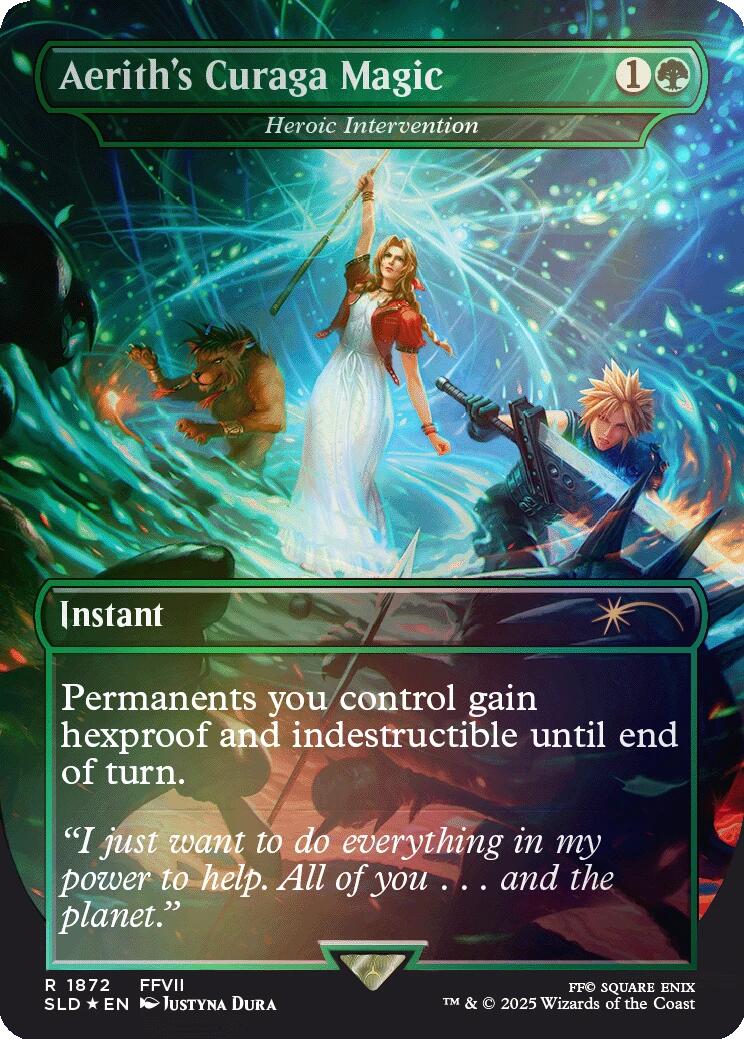 Aerith's Curaga Magic - Heroic Intervention (Rainbow Foil) [Secret Lair Drop Series] | Good Games Adelaide SA
