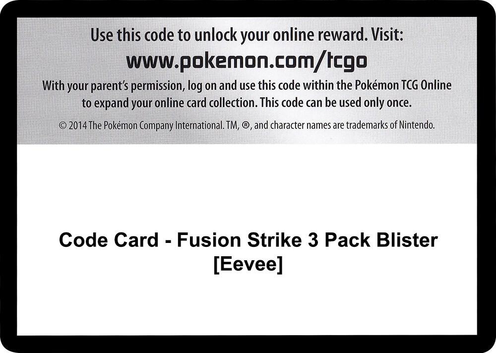 Code Card Fusion Strike 3 Pack Blister Eevee  (SWSH08: Fusion Strike)  | Good Games Adelaide SA