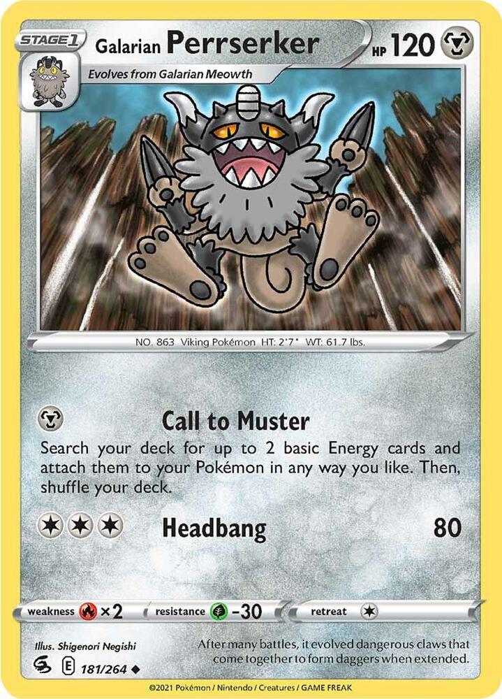 Galarian Perrserker 181/264 (SWSH08: Fusion Strike)  | Good Games Adelaide SA