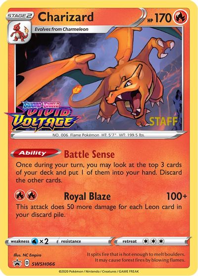 Charizard (SWSH066) (Staff Prerelease Promo) [Sword & Shield: Black Star Promos] | Good Games Adelaide SA