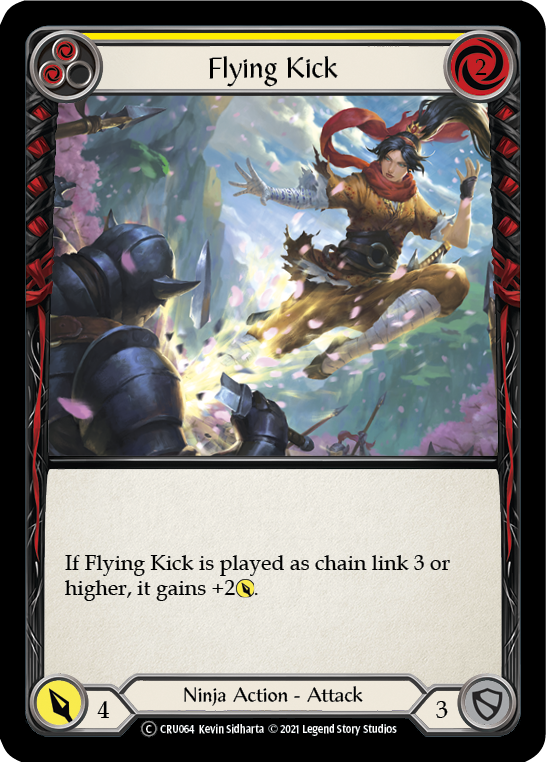Flying Kick (Yellow) [U-CRU064-RF] Unlimited Rainbow Foil | Good Games Adelaide SA