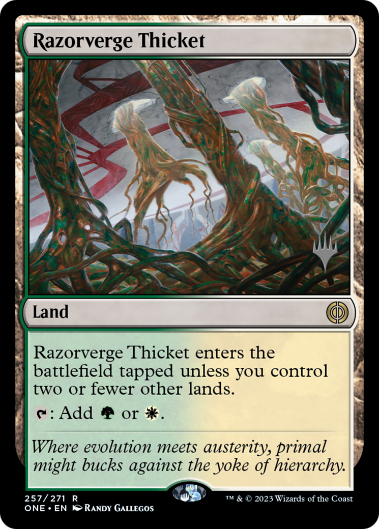 Razorverge Thicket (Promo Pack) [Phyrexia: All Will Be One Promos] | Good Games Adelaide SA