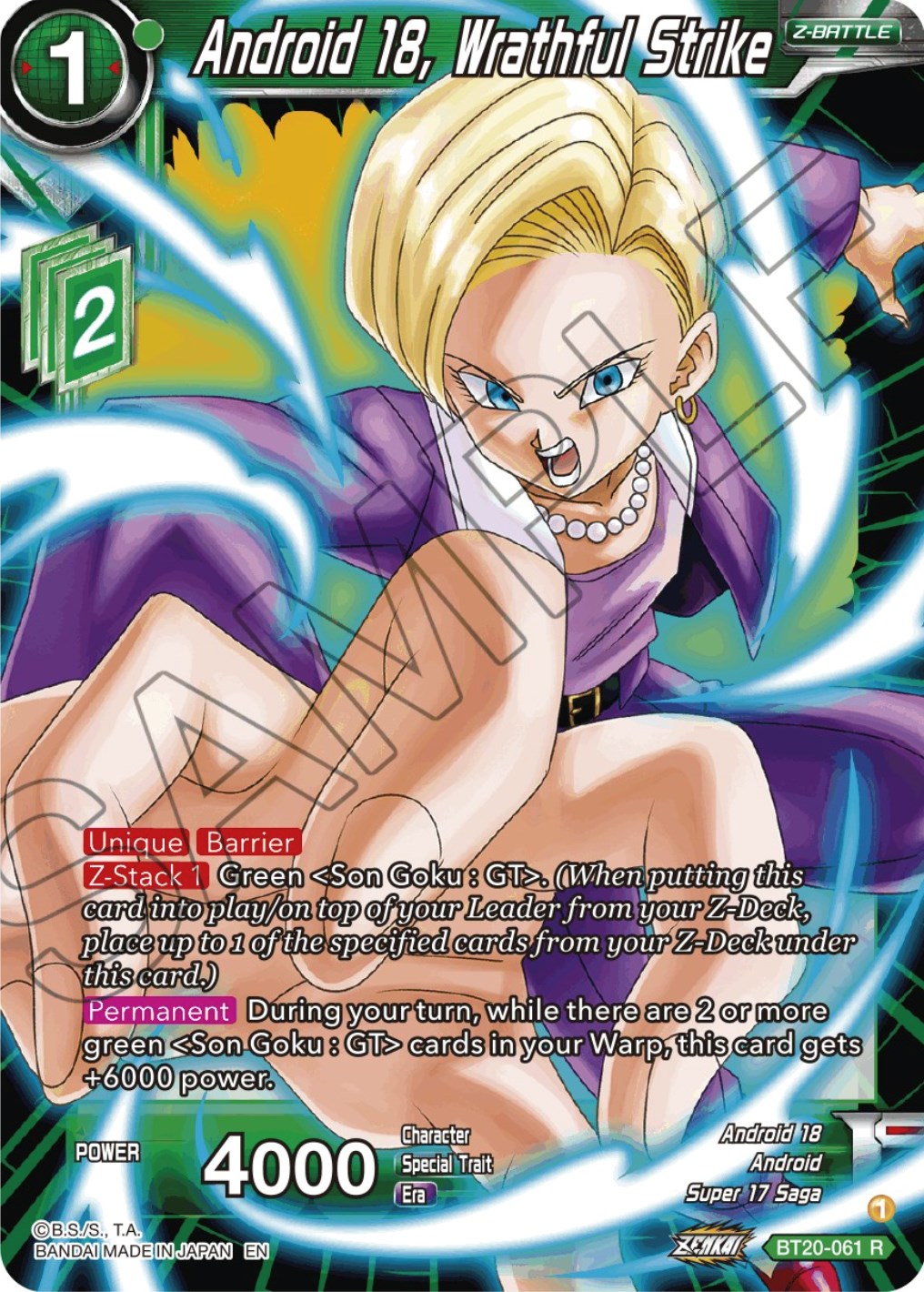 Android 18, Wrathful Strike (BT20-061) [Power Absorbed] | Good Games Adelaide SA