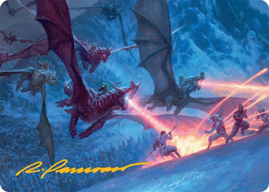 Dragonback Assault Art Card 22 54 Gold Stamped Signature 22 (Art Series: Tarkir: Dragonstorm)  | Good Games Adelaide SA