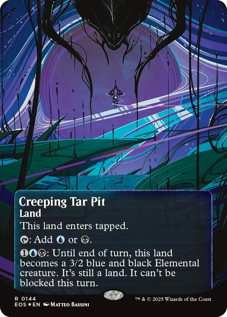 Creeping Tar Pit (0144) (Borderless) (Galaxy Foil) [Edge of Eternities: Stellar Sights] | Good Games Adelaide SA