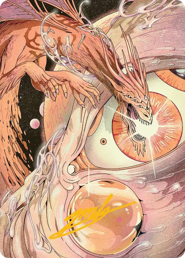 Nova Hellkite Art Card (40/54) (Gold-Stamped Signature) [Edge of Eternities Art Series] | Good Games Adelaide SA