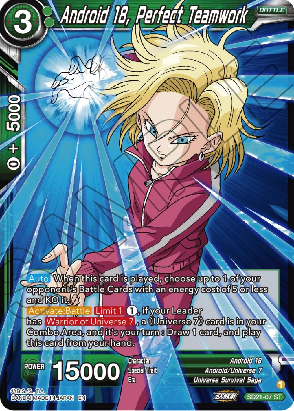 Android 18, Perfect Teamwork (Starter Deck Exclusive) (SD21-07) [Power Absorbed] | Good Games Adelaide SA