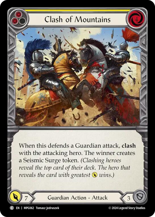 Clash of Mountains (Yellow) [MPG062] (Mastery Pack Guardian)  Rainbow Foil | Good Games Adelaide SA