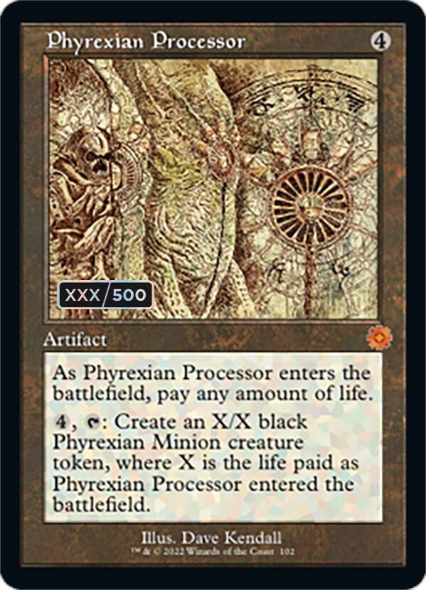 Phyrexian Processor Schematic Serial Numbered 102 (The Brothers' War: Retro Frame Artifacts)  - Foil | Good Games Adelaide SA