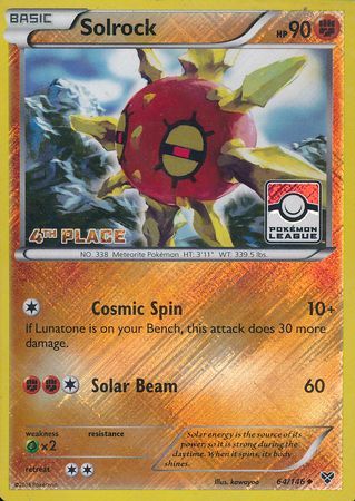 Solrock (64/146) (4th Place League Challenge Promo) [XY: Base Set] | Good Games Adelaide SA