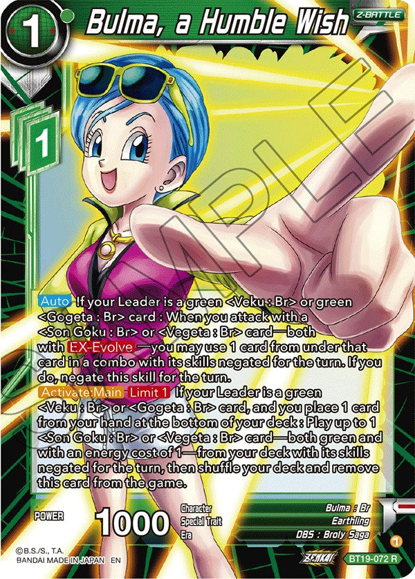 Bulma, a Humble Wish (BT19-072) [Fighter's Ambition] | Good Games Adelaide SA