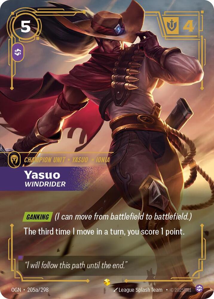 Yasuo, Windrider (Alt Art) [Origins] (205a/298) | Good Games Adelaide SA