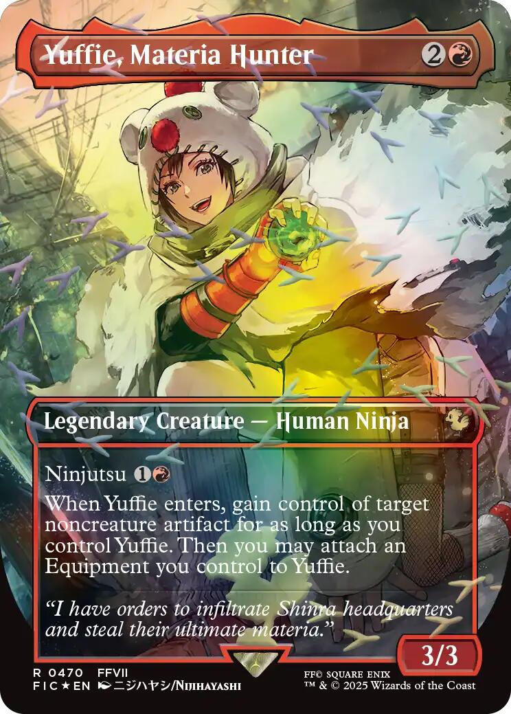 Yuffie, Materia Hunter (Borderless) (Chocobo Track Foil) [FINAL FANTASY Commander] | Good Games Adelaide SA
