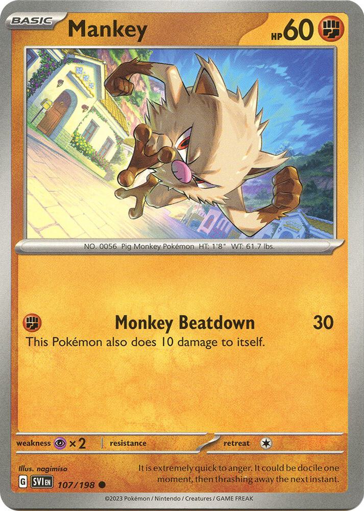Mankey 107/198 (SV01: Scarlet & Violet Base Set)  | Good Games Adelaide SA