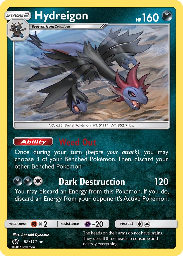 Hydreigon (62/111) (Cracked Ice Holo) (Theme Deck Exclusive) [Sun & Moon: Crimson Invasion] | Good Games Adelaide SA