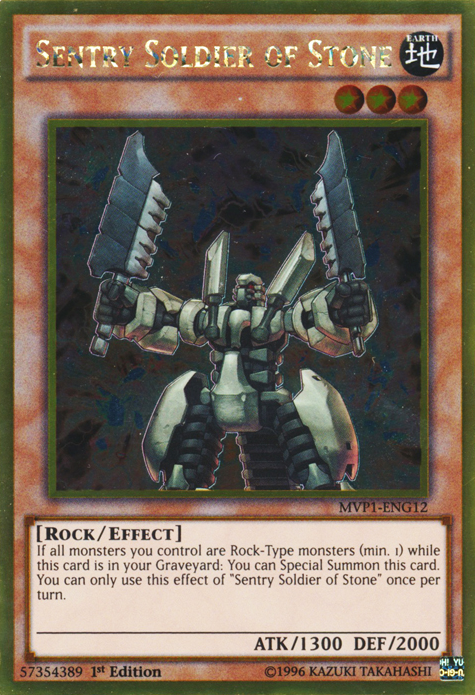 Sentry Soldier of Stone [MVP1-ENG12] Gold Rare | Good Games Adelaide SA